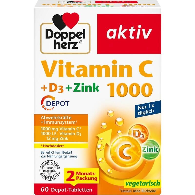 DOPPELHERZ Vitamin C 1000+D3+Zink Depot Tabletten