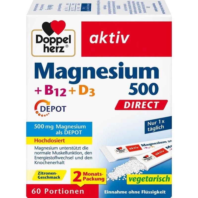 DOPPELHERZ Magnesium 500+B12+D3 Depot DIRECT Pell.